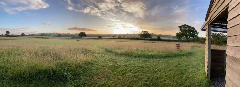Our field shelter in the large camping field with expansive views. Bridport Campsite Dorset. 