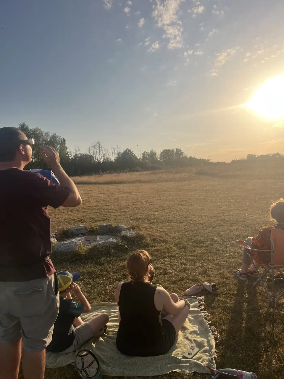 Campers watchging the solar eclipse 2026